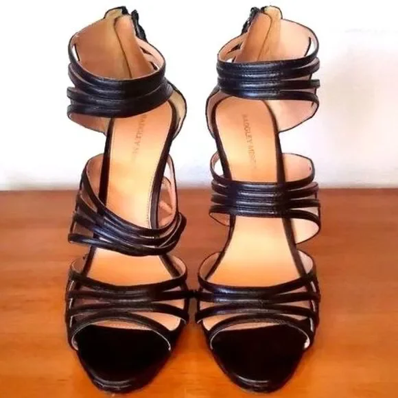 Badgley Mischka Black Sexy Stilettos Heels Animal Print Leather Sole Womens Sz10 - Picture 10 of 10